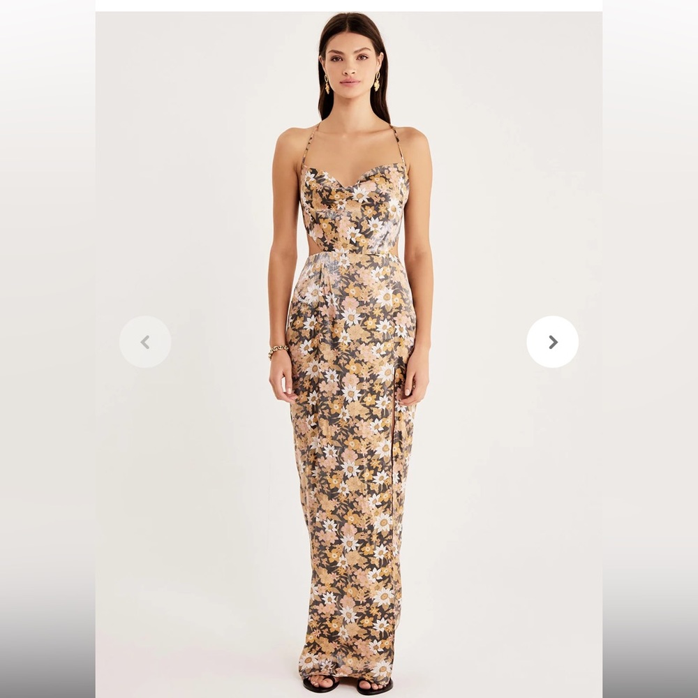 REVOLVE Gold Floral Maxi Dress